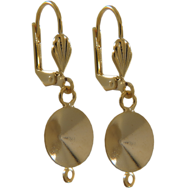 Empty Jewelry Earrings Setting with RING for Dreamtime Crystal 1122 12 mm. Pair.