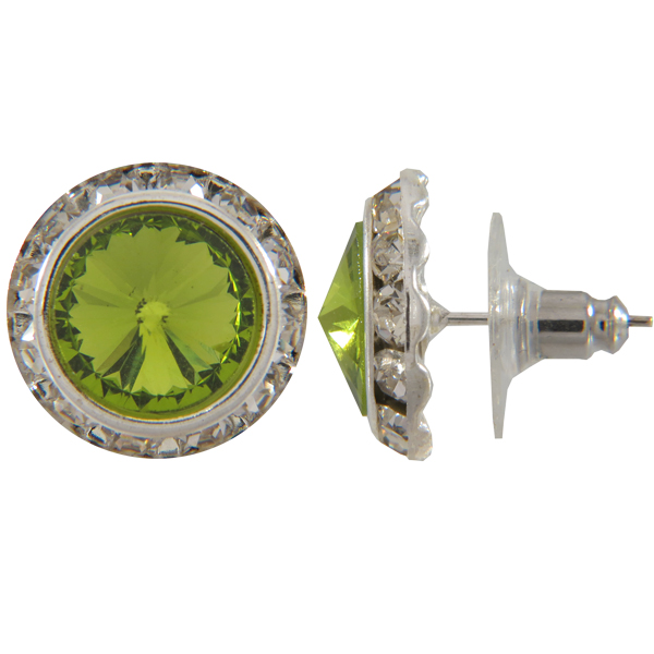 16mm Rondelle with Rivoli Button Earrings