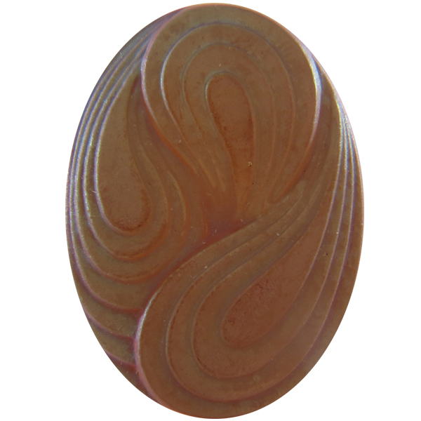 German Oval Glass Cabochon Swirl 25x18mm Crystal Matte/Chili Pepper