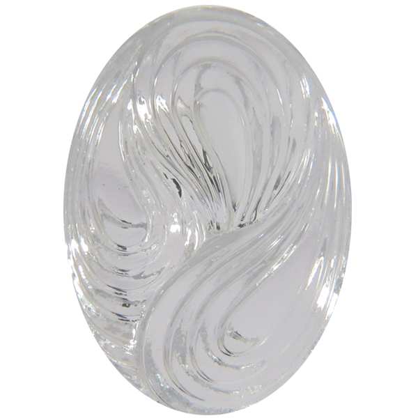 German Oval Glass Cabochon Swirl 25x18mm Crystal Bright