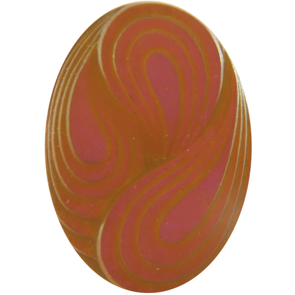 German Oval Glass Cabochon Swirl 25x18mm Crystal Matte/Mahogany