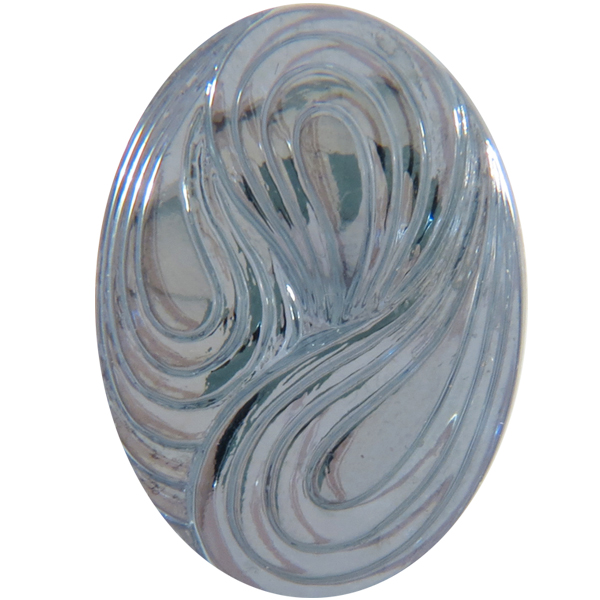 German Oval Glass Cabochon Swirl 25x18mm Crystal Bright/Mystique