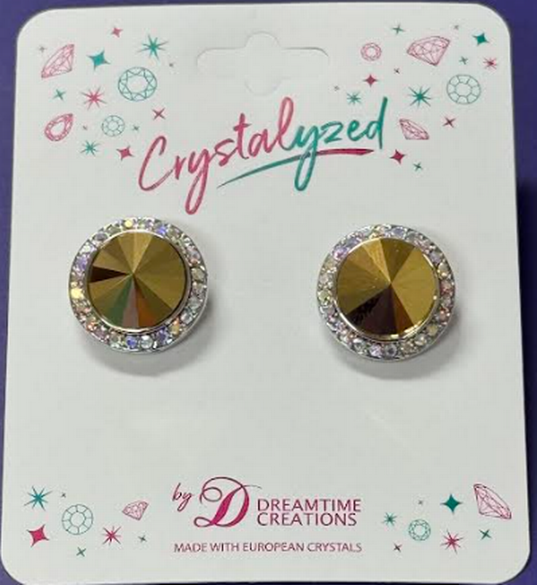 Crystalized with Dreamtime Crystal Stud Earrings for Dance Aurum/Crystal AB 15mm