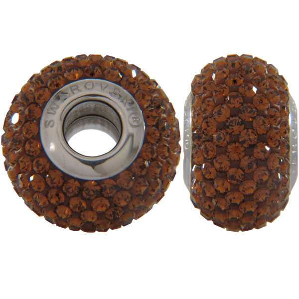 Swarovski 180101 BeCharmed Pave Beads 14mm Smoked Topaz
