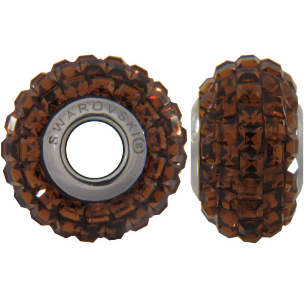 Swarovski 180201 BeCharmed Pave Beads 14mm Smoked Topaz