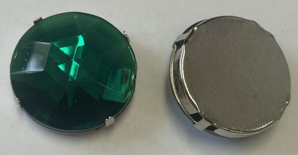 Acrylic Rhinestone in Sew On Setting Round Green
