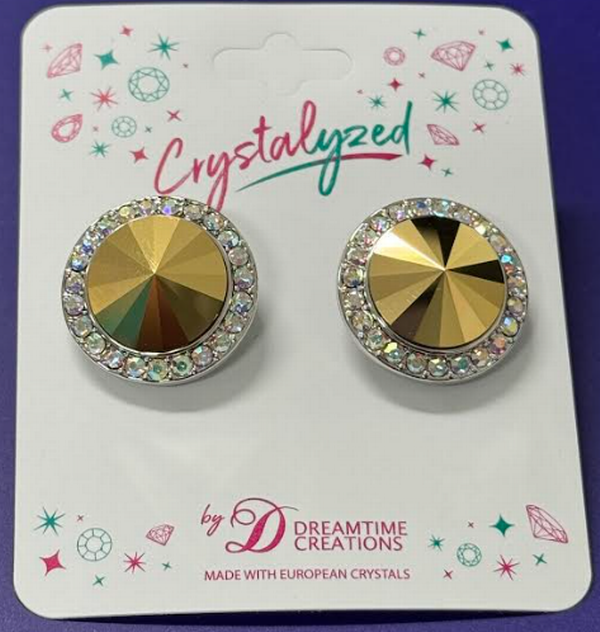 Crystalized with Dreamtime Crystal Clip-On Earrings for Dance Crystal Aurum/Crystal AB 17mm