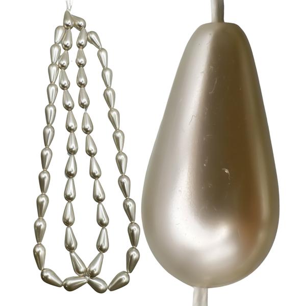 Preciosa Pearshape Pearl 131 50 011 One Hole Bead, White, 15x8 mm