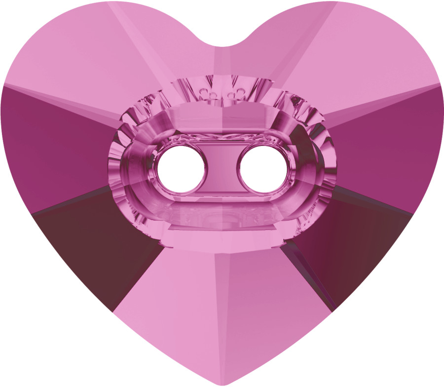 Dreamtime Crystal 3023 Heart Crystal Button Fuchsia 16 x 14mm
