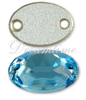 Dreamtime Crystal 3212/2 Oval Sew-on Aquamarine 16x11mm