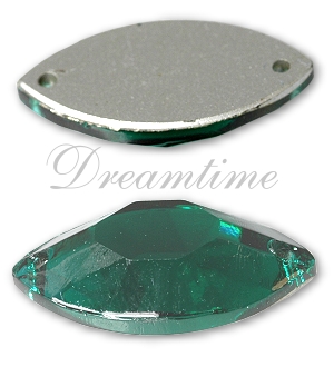 Dreamtime Crystal 3222/2 Navette Sew-on Emerald 18x9mm