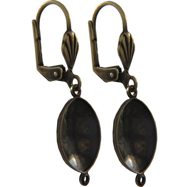 Empty Jewelry Earrings Setting with RING for Dreamtime Crystal 4224 14 x 11 mm. Pair.