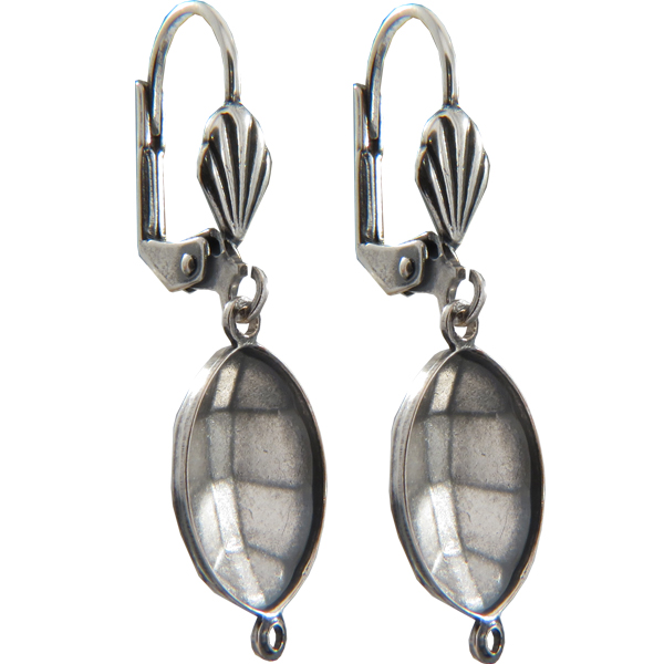 Empty Jewelry Earrings Setting with RING for Dreamtime Crystal 4224 14 x 11 mm. Pair.