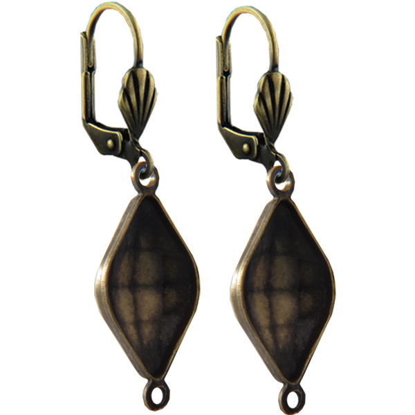 Empty Jewelry Earrings Setting with RING for Dreamtime Crystal 4230 14 x 9 mm. Pair.