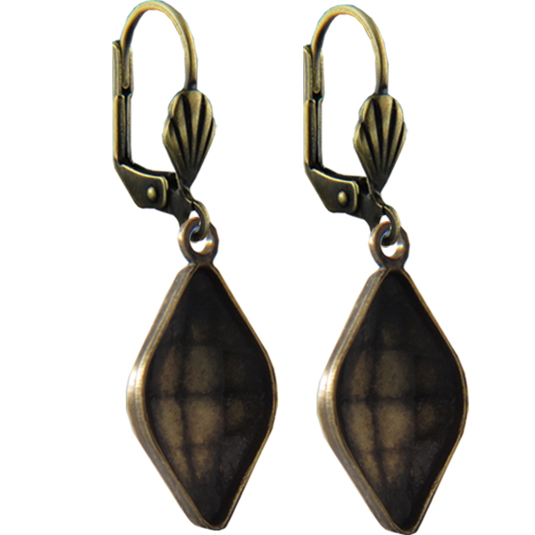 Empty Jewelry Earrings Setting for Dreamtime Crystal 4230 14 x 9 mm. Pair.
