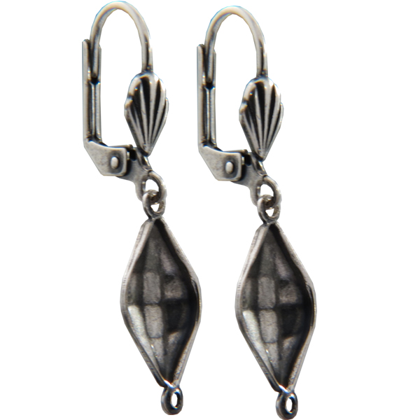 Empty Jewelry Earrings Setting with RING for Dreamtime Crystal 4230 14 x 9 mm. Pair.