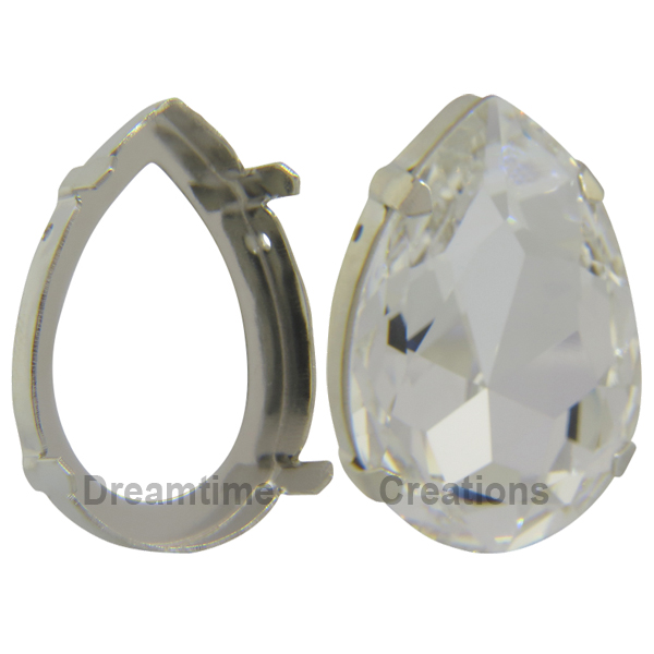 Sew-on Setting for Fancy Rhinestone 4327 Silver 30x20mm 