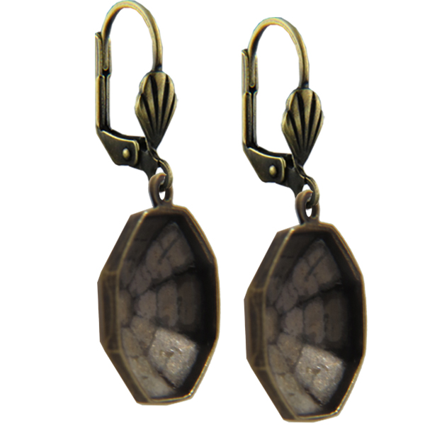 Empty Jewelry Earrings Setting for Dreamtime Crystal 4678 14 mm. Pair.