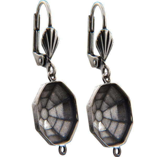 Empty Jewelry Earrings Setting with RING for Dreamtime Crystal 4678 14 mm. Pair.
