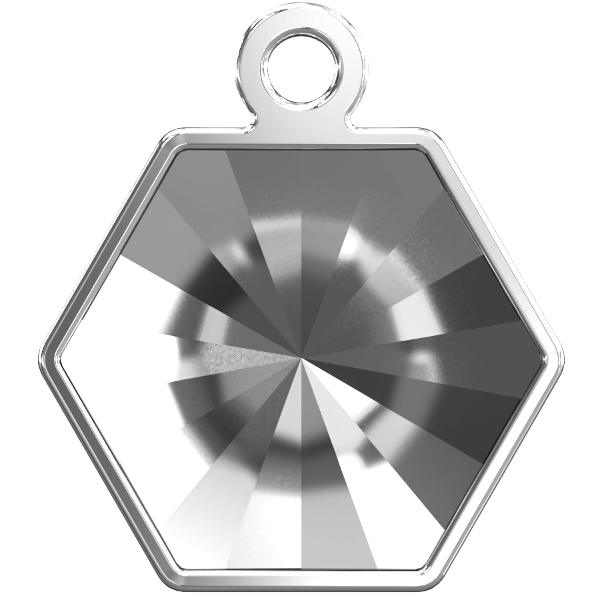 Dreamtime Crystal DC 4699/J Prismatic Hexagon Fancy Stone Setting Rhodium 14x16mm
