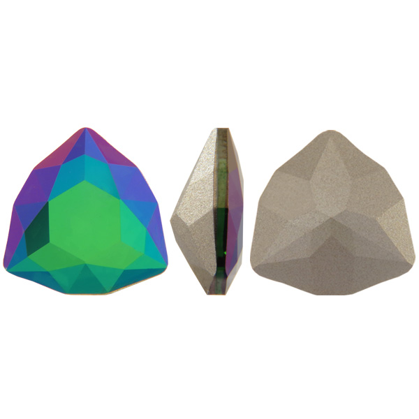 Dreamtime Crystal 4706 Trilliant Fancy Stone Dark Moss Green Purple Haze 12mm