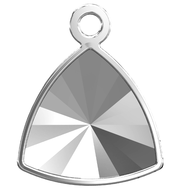 Dreamtime Crystal DC 4799/J Prismatic Triangle Fancy Stone Setting Rhodium 14X14.3mm