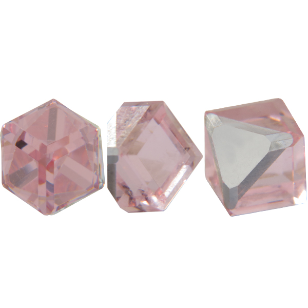Swarovski 4841 Cut Corner Cube Fancy Stone Light Rose Comet Argent Light (CAL VZ) 4mm