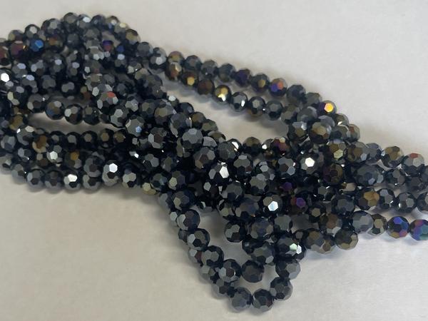 Spark Round Beads Jet Blue Hematite 6mm