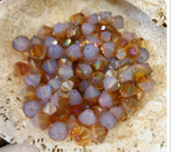 Dreamtime Crystal DC 5328 Bicone Bead White Opal Mahogany 6mm