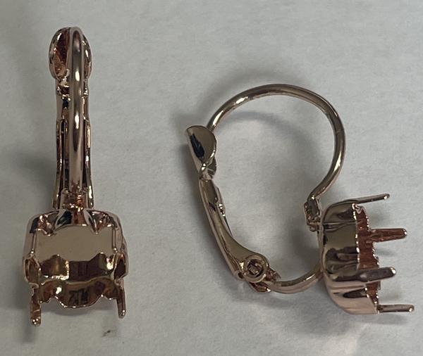 Empty Leverback Earrings for Dreamtime Crystal 1028 or 1088 ss39 Rose Gold