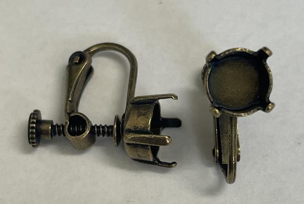 39ss Clip On Screw Back Earring base Antique Brass