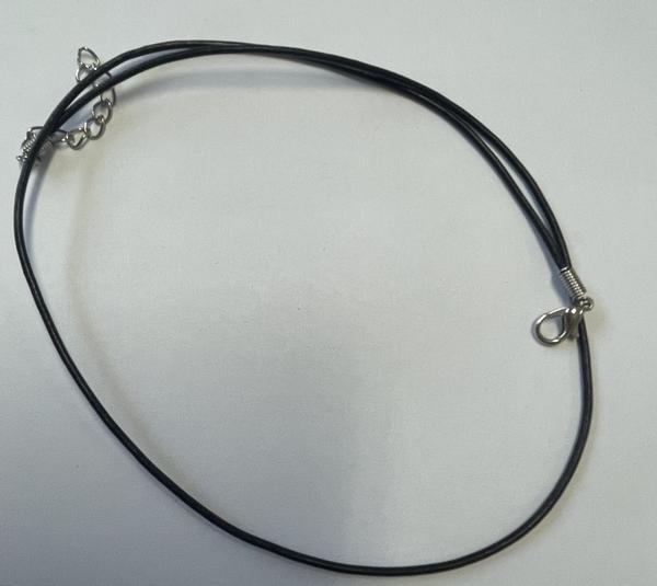 Black Leather Necklace with Silver Clasp