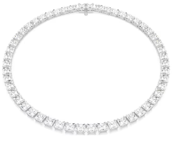 Swarovski Collections - Matrix Tennis necklace Square cut, White, Rhodium plated
