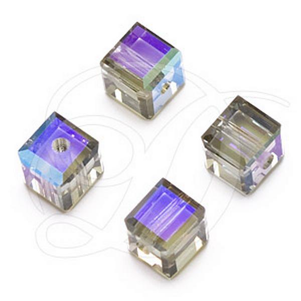 Dreamtime Crystal DC 5601 Cube Beads 8mm Black Diamond AB