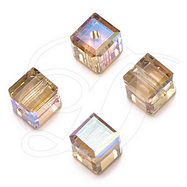 Dreamtime Crystal DC 5601 Cube Beads 8mm Light Colorado Topaz AB
