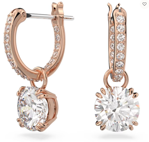 Swarovski Collections Constella drop earringsRound cut, White, Rose gold-tone plated