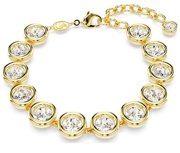Swarovski Collection Imber bracelet Round cut, White, Gold-tone plated
