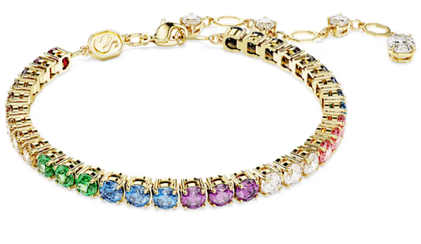 Swarovski Collection Matrix bracelet Round cut, Multicolored, Gold-tone plated