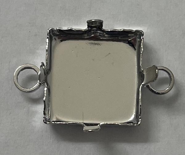 Empty Connector Setting Square with Prongs Imitation Rhodium