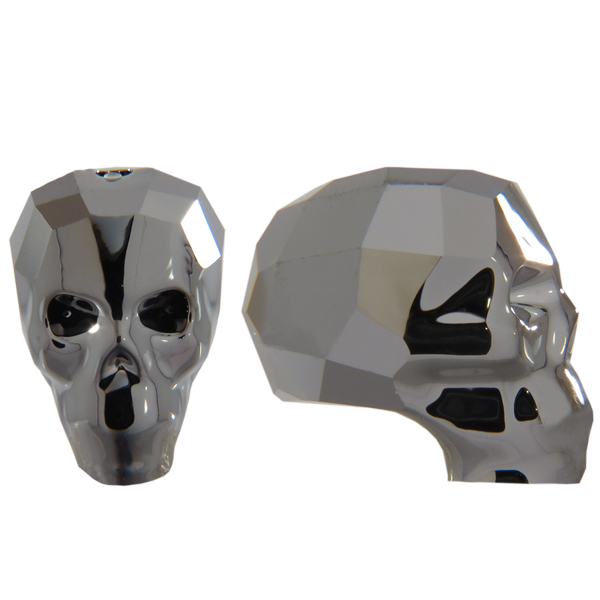 Swarovski 5750 Skull Bead Crystal Silver Night 2X 19mm