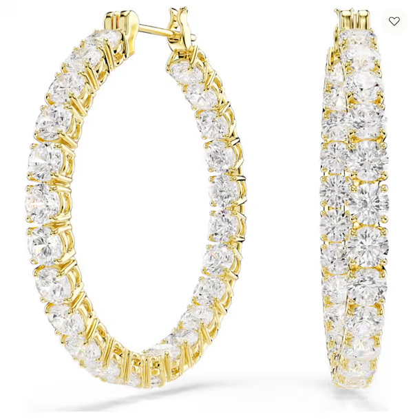 Swarovski Collections - Matrix hoop earrings Round cut, White, Gold-tone plated