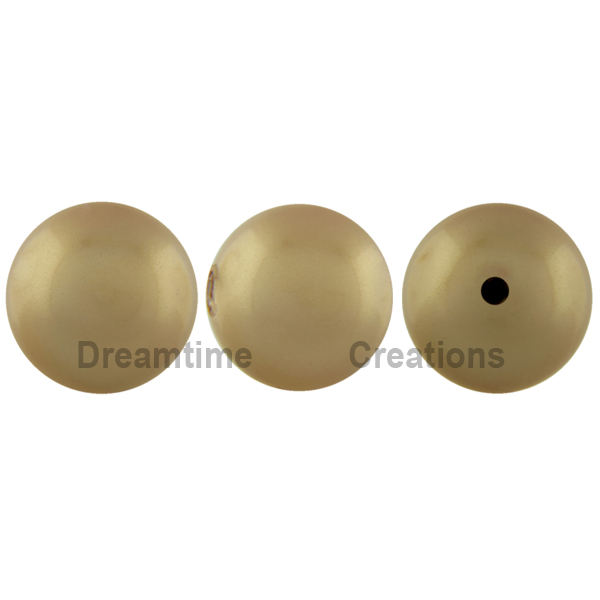 Dreamtime Crystal DC 5818 1/2 Drilled Round Pearl Vintage Gold 8mm