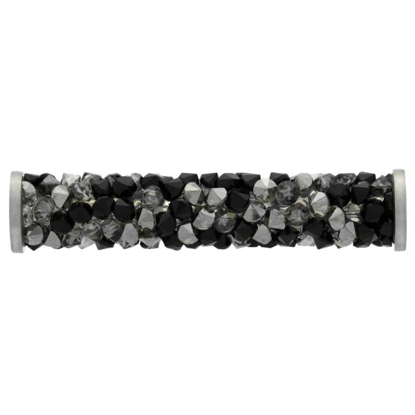 Swarovski 5950 Fine Rocks Tube with ending Jet & Crystal Metallic Silver / Steel 30mm
