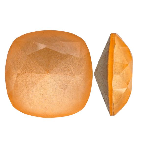 Bling! 4470 Crystal Square Cushion Faceted Fancy Stone, Pastel Orange 12mm