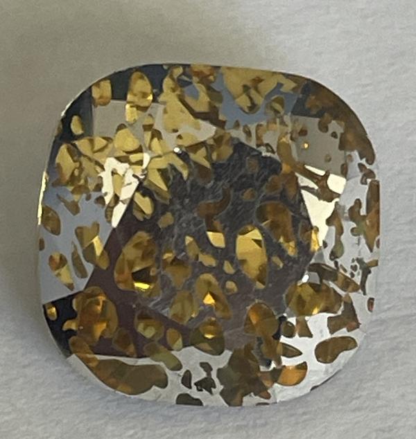 Bling! 4470 Crystal Square Cushion Faceted Fancy Stone, Light Topaz Silver Crackle 12mm