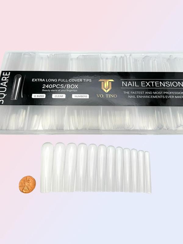 Tino Vo Press-On Nail Extension Tip, XXXL Full Cover Gel X Square Tips