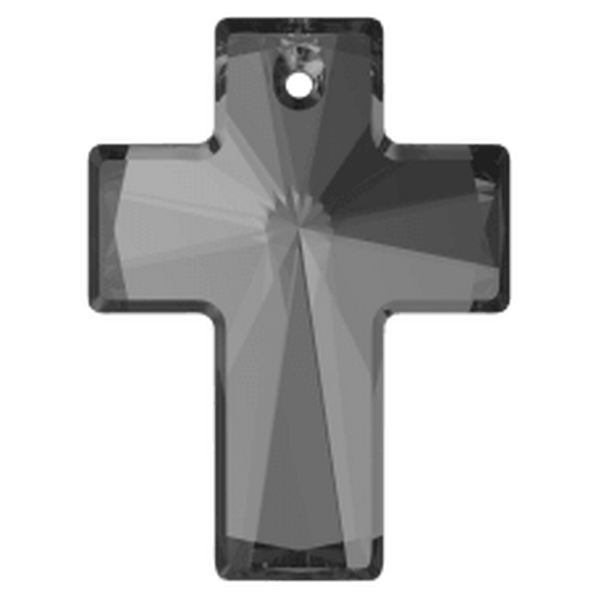 6864 Cross Pendant Crystal Silver Night 40x30 mm