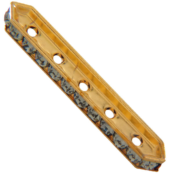 Dreamtime Crystal DC 77730 Rondelle Spacer Bars 5 Hole Black Diamond/Gold