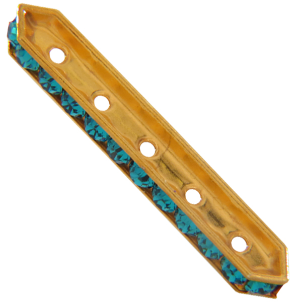 Dreamtime Crystal DC 77730 Rondelle Spacer Bars 5 Hole Blue Zircon/Gold