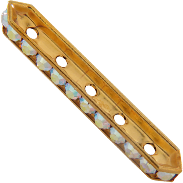 Dreamtime Crystal DC 77730 Rondelle Spacer Bars 5 Hole Crystal AB/Gold
